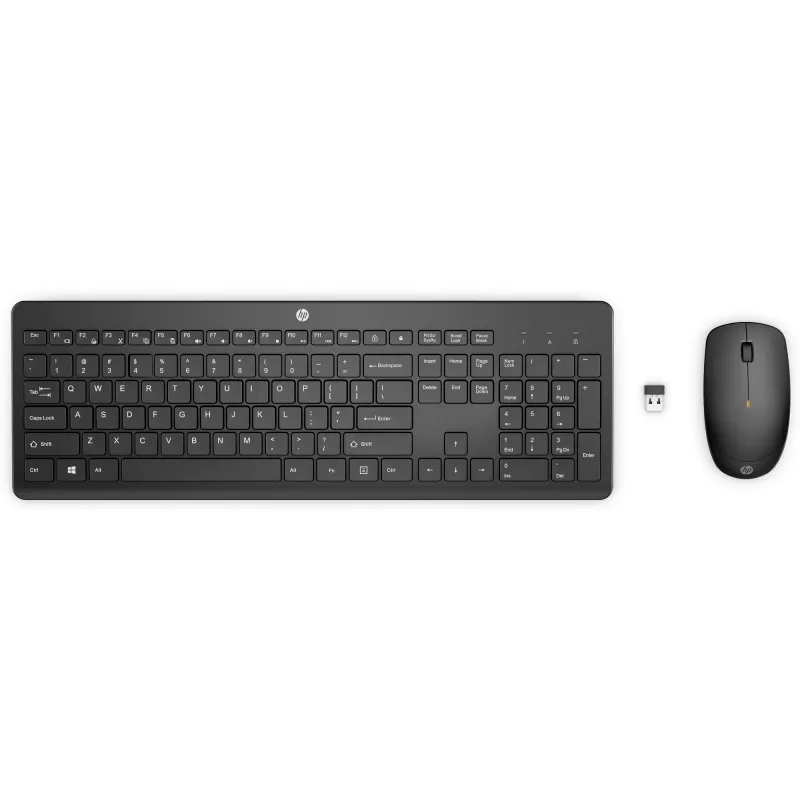 HP 235 Wireless Mouse and Keyboard Combo, Full-size (100%), Wireless, RF Wireless, Black, Mouse included