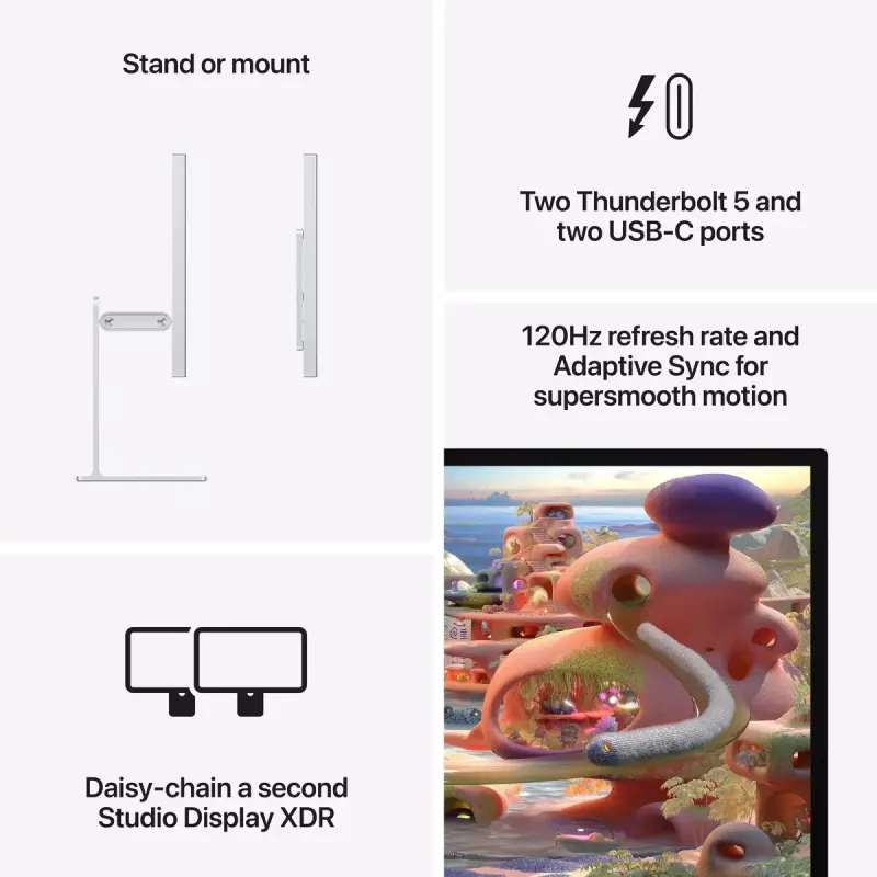 Monitor Apple Studio Display XDR — 27 inch 5K (5120×2880), LED, nano-texture glass, tilt & height-adjustable stand, silver