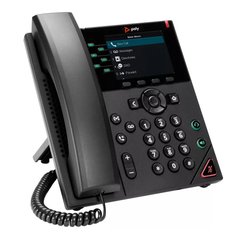 HP Poly VVX 350 6-Line IP Phone and PoE-enabled, IP Phone, Black, Wired handset, 6 lines, LCD, 8.89 cm (3.5 inch)