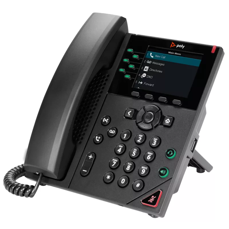 HP Poly VVX 350 6-Line IP Phone and PoE-enabled, IP Phone, Black, Wired handset, 6 lines, LCD, 8.89 cm (3.5 inch)