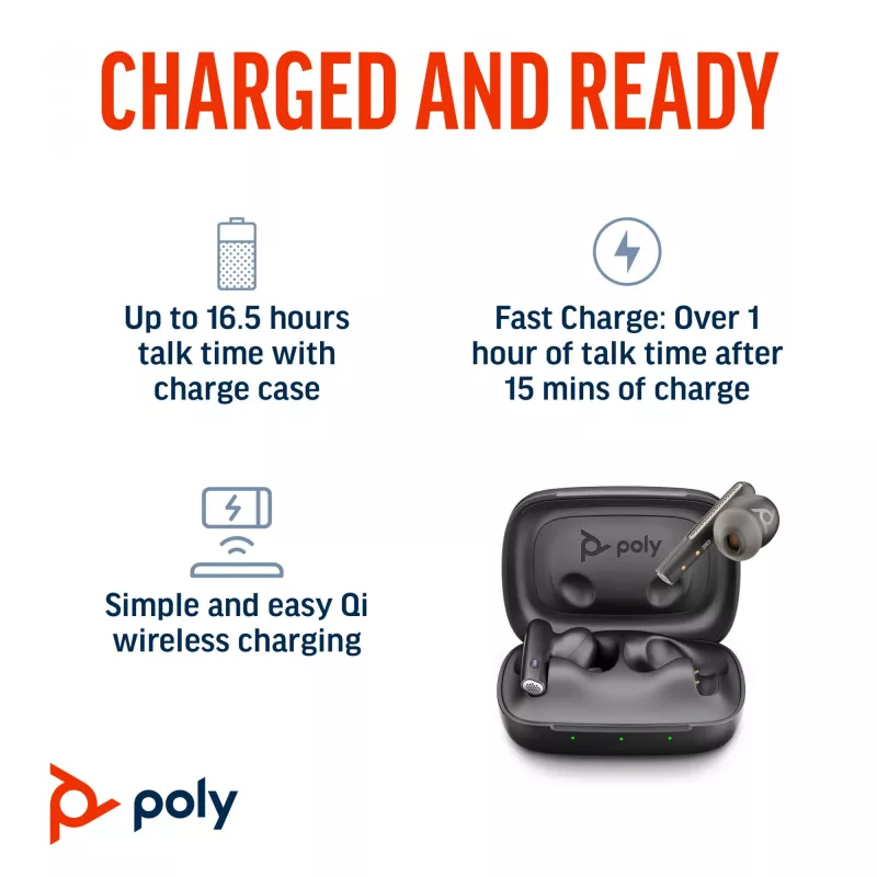 HP Poly Voyager Free 60 UC M Carbon Black Earbuds +BT700 USB-C Adapter +Basic Charge Case