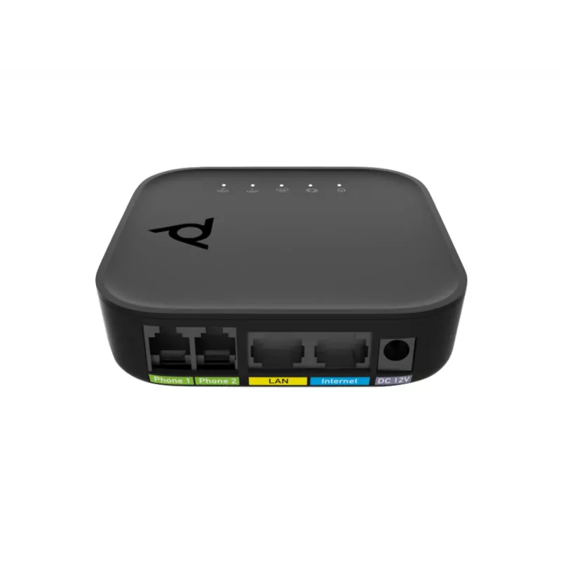 Voice port adapter POLY ATA 402 2FXS VoIP adapter with Open SIP, G.711/OPUS, DC power, 100–240V AC input
