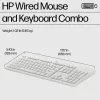 HP 225 Wired Mouse and Keyboard Combo, Full-size (100%), Wired, USB, White, Mouse included