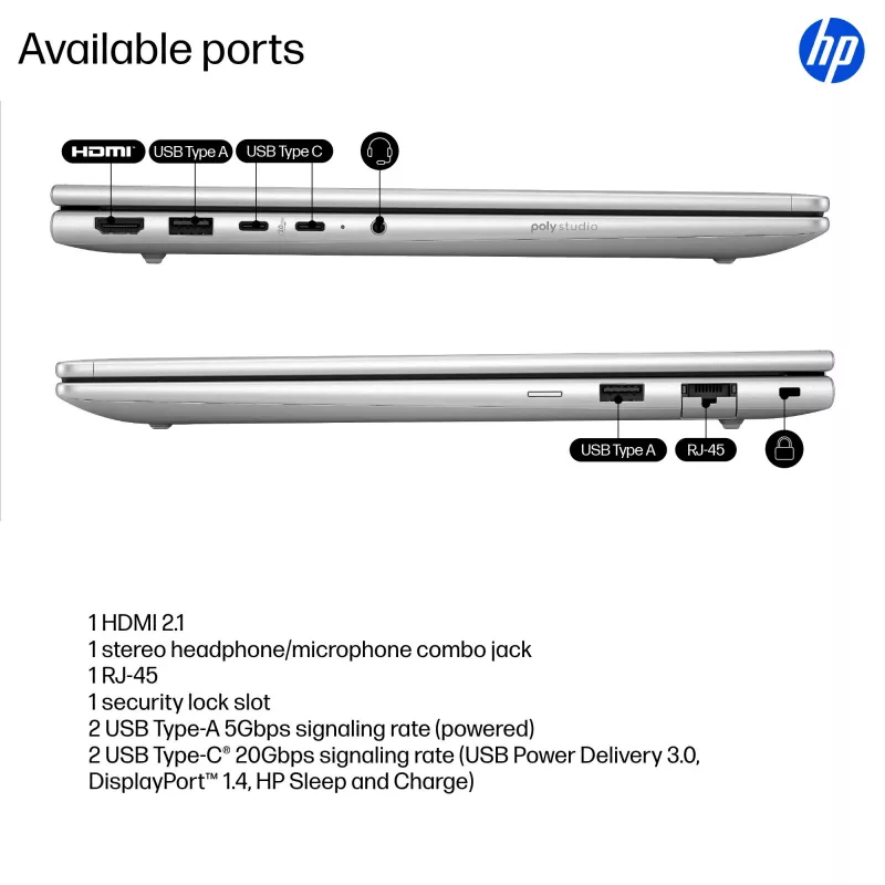 HP ProBook 4 G1iR Intel Core 5 120U Laptop 35.6 cm (14 inch) WUXGA 16 GB DDR5-SDRAM Wi-Fi 6E (802.11ax) Windows 11 Pro Silver