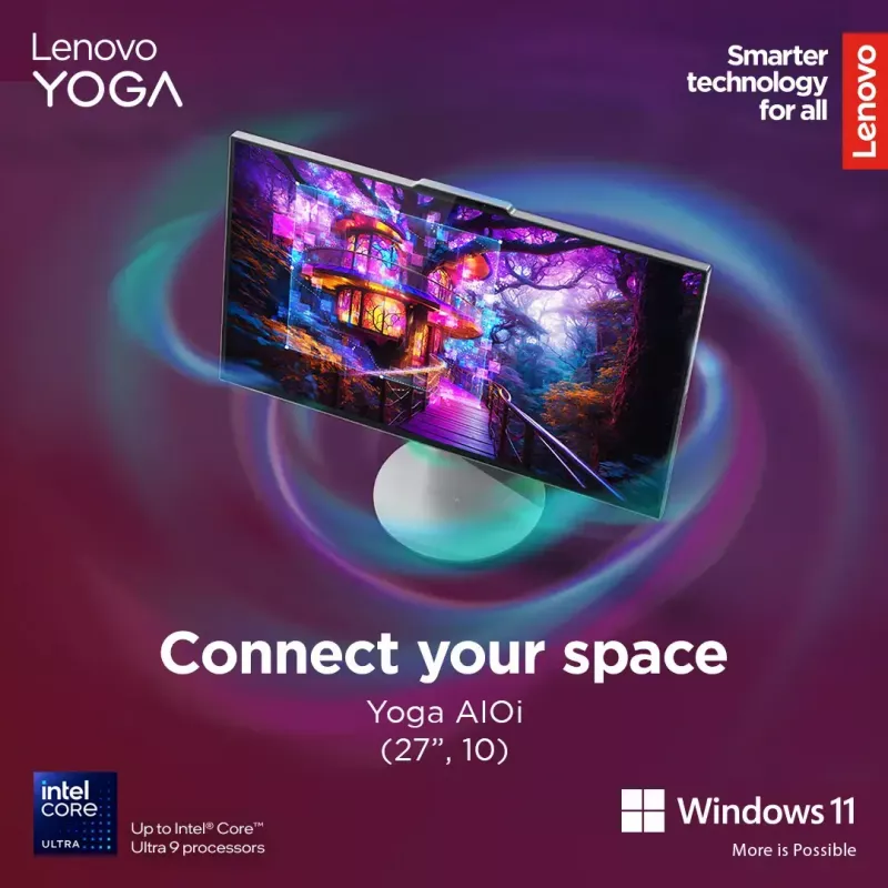 All-in-One desktop Lenovo Yoga AIO 9 27IAH10 — 27 inch QHD, Intel Core Ultra 7 255H, 16GB LPDDR5x, 1TB SSD, Intel Arc 140T, Windows 11 Home