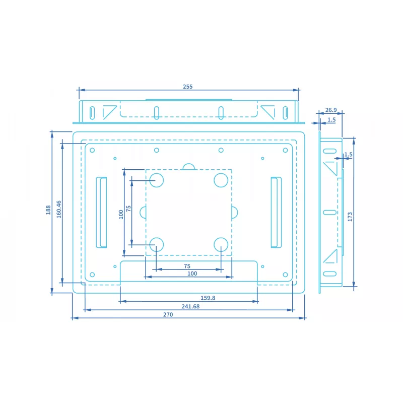 Mount ProDVX FM-10S — black monitor mount, 270×188×27.4 mm, 0.67 kg, 1 pc