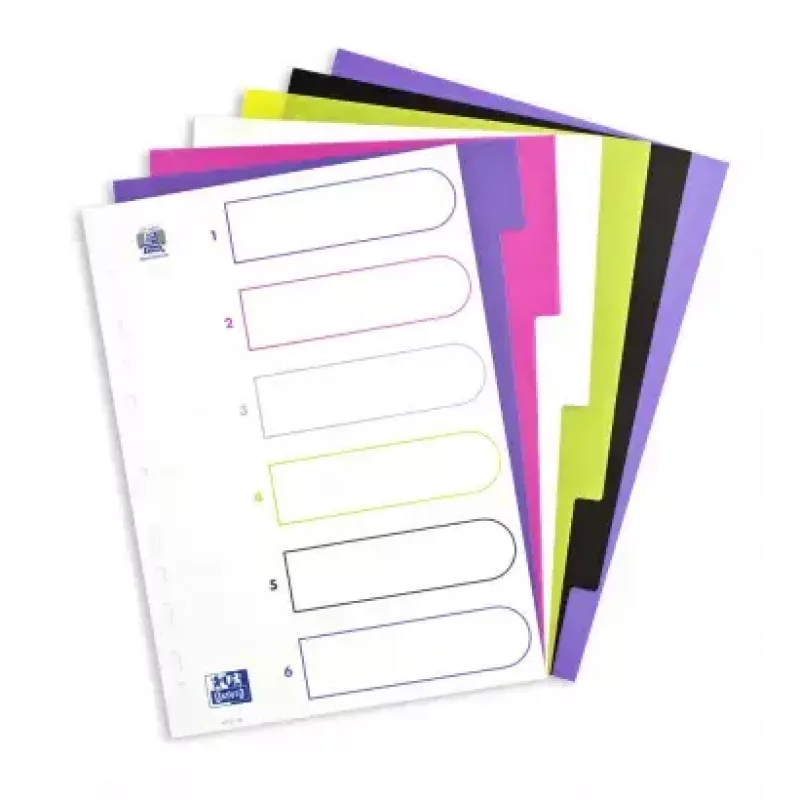 Divider Elba Oxford 400005445 — A4 polypropylene (PP), assorted colours, 6 pieces, 227×300 mm