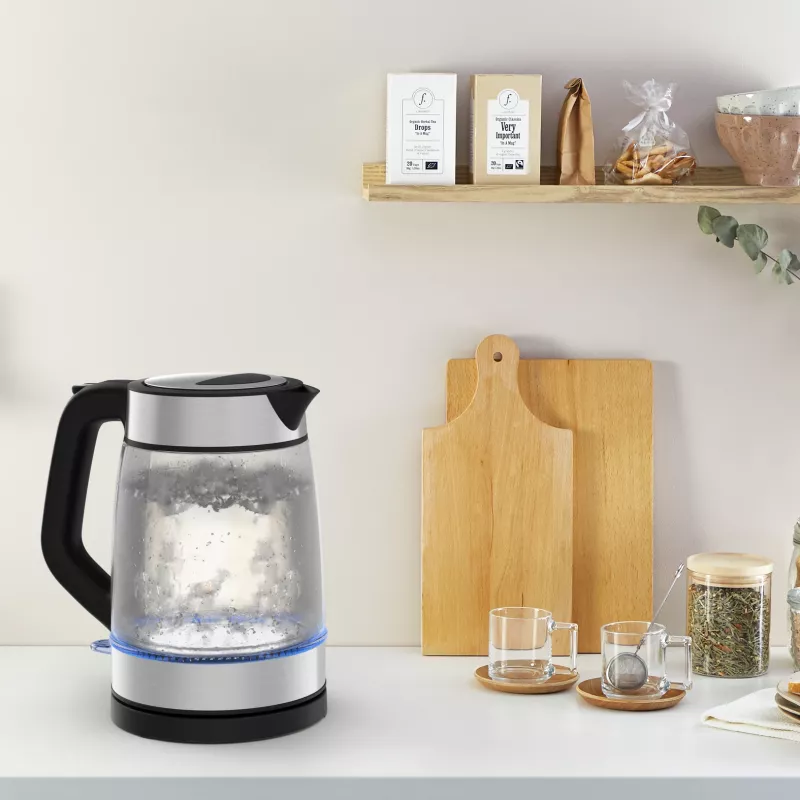 Tefal Glass Kettle KI605830 electric kettle 1.7 L 2200 W Black, Silver, Transparent