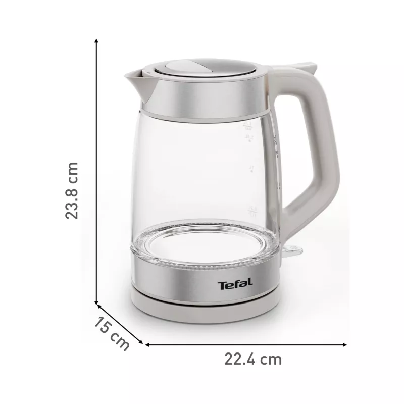 Tefal Glass Kettle KI605B30 electric kettle 1.7 L 2200 W Grey, Silver, Transparent