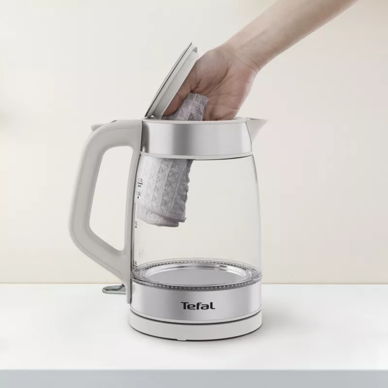 Tefal Glass Kettle KI605B30 electric kettle 1.7 L 2200 W Grey, Silver, Transparent