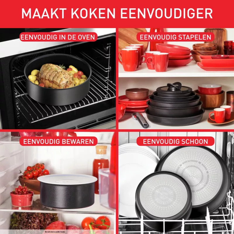 Cookware set Tefal Ingenio L76391 — aluminium mixed set, 4 pcs (saucepans Ø16/18/20 cm) black