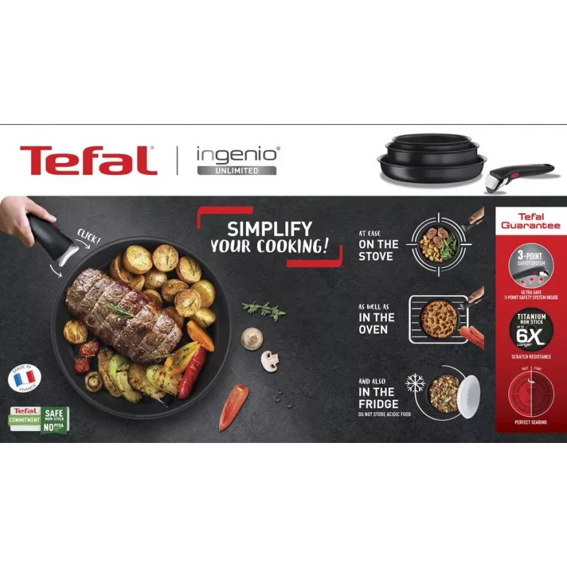 Cookware set Tefal Ingenio L76391 — aluminium mixed set, 4 pcs (saucepans Ø16/18/20 cm) black