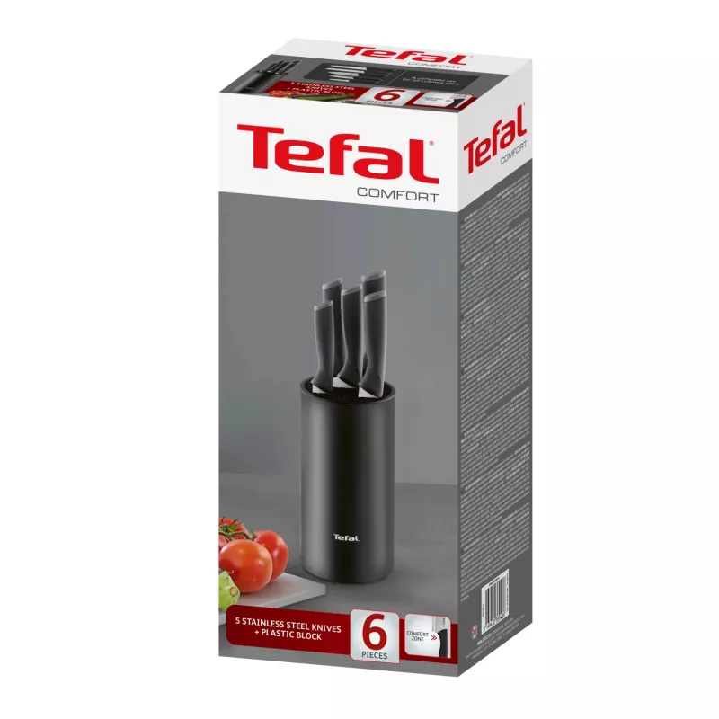 Kitchen knife set Tefal K2216S74 — stainless steel blades, 20 cm blade length, 5-piece set