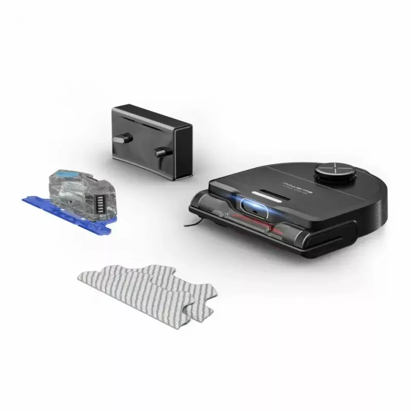 Robot vacuum Rowenta X‑Plorer RR9465WH — bagless D-shape, 0.35 L dust bin, 120 min runtime, Li‑Ion, 97×325×335 mm, black