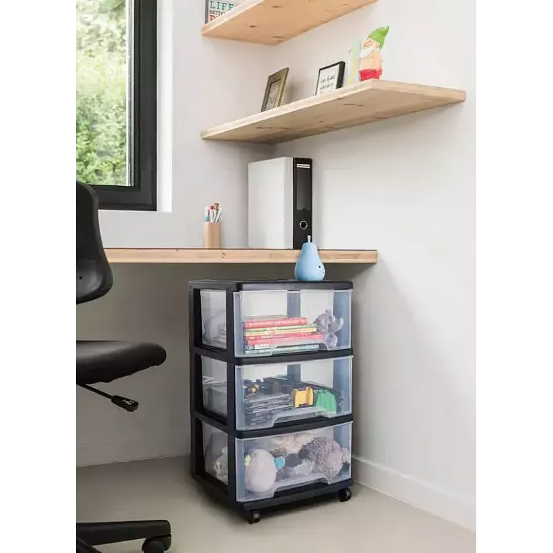 Storage drawer unit Curver 0806770146 — 5 drawers, 20 L each, black/translucent, 37×39×100 cm
