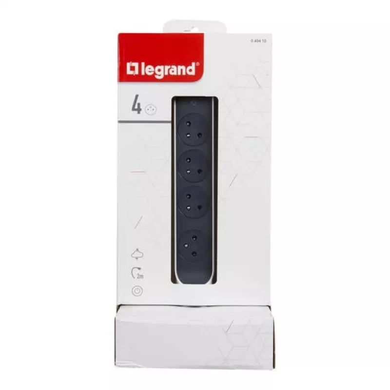 Legrand 049410 power extension 2 m 4 AC outlet(s) Indoor Grey, White
