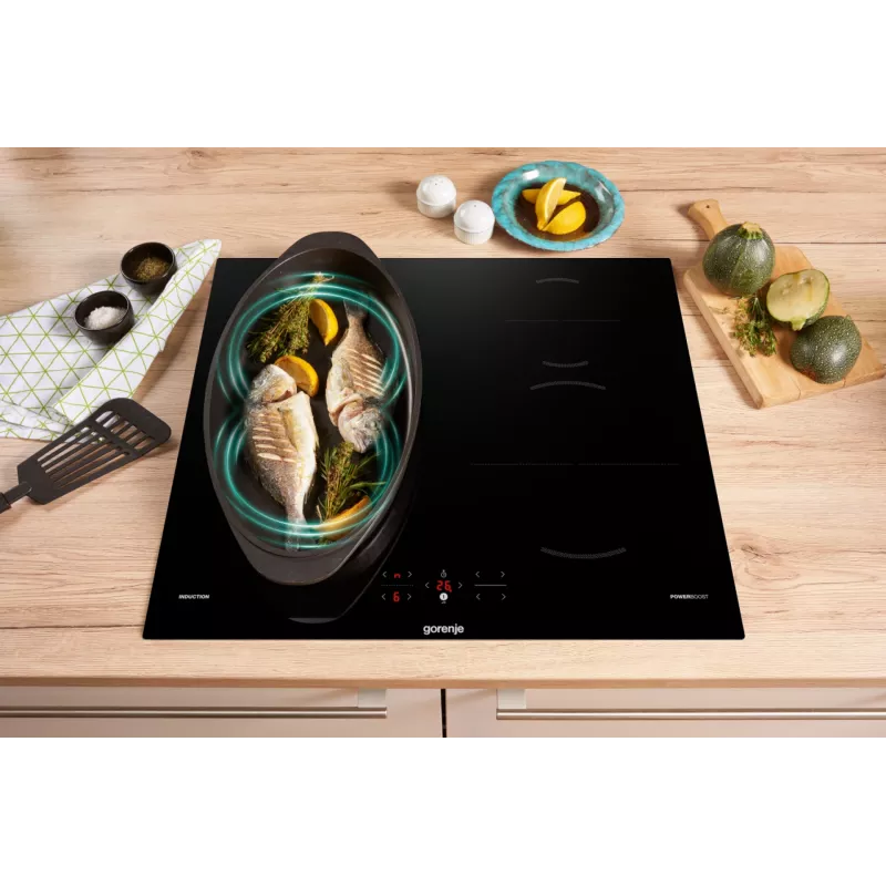 Gorenje Induktionshäll GI6421BSC, Black, Built-in, 59.5 cm, Zone induction hob, Glass-ceramic, 4 zone(s)