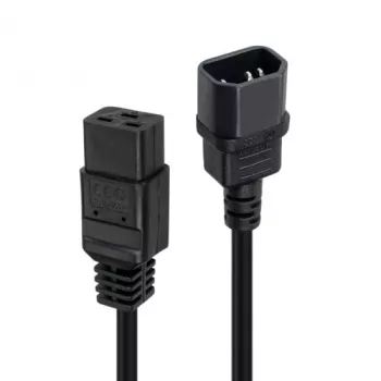 Lindy 1m C14 to C19 Mains Extension Cable, Black, 1 m, IEC C14, IEC C19, 250 V