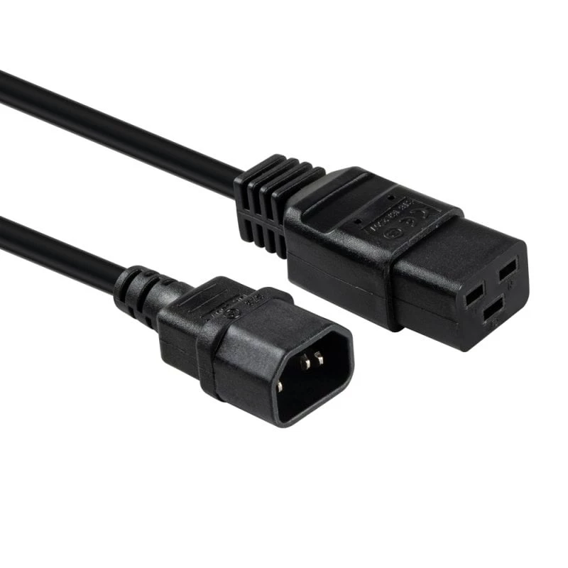 Lindy 1m C14 to C19 Mains Extension Cable, Black, 1 m, IEC C14, IEC C19, 250 V