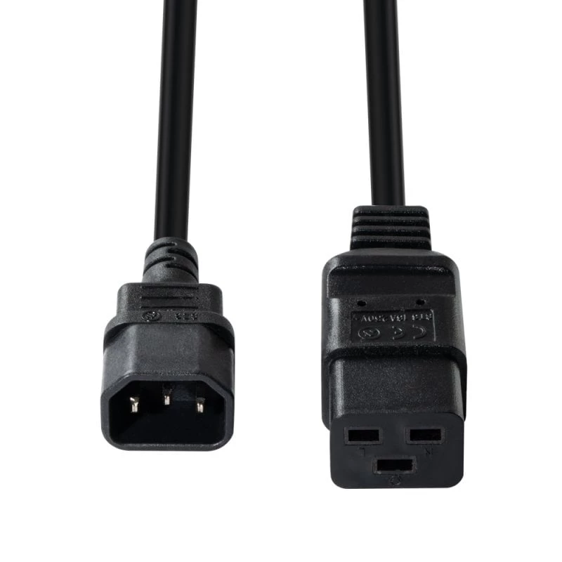 Lindy 2m C14 to C19 Mains Extension Cable, Black, 2 m, IEC C14, IEC C19, 250 V