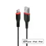 Lindy 1m Reinforced USB Type A to Lightning Cable, 1 m, Lightning, USB A, Male, Male, Black