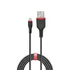 Lindy 1m Reinforced USB Type A to Lightning Cable, 1 m, Lightning, USB A, Male, Male, Black