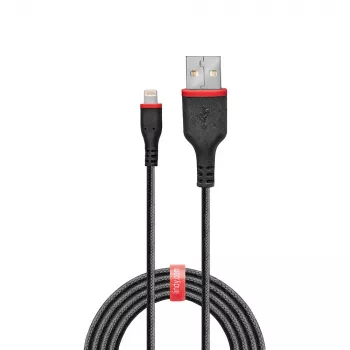 Lindy 1m Reinforced USB Type A to Lightning Cable, 1 m, Lightning, USB A, Male, Male, Black