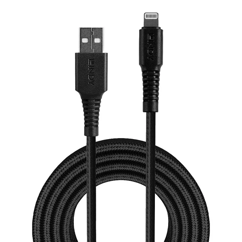 Lindy 2m Reinforced USB Type A to Lightning Charge and Sync Cable