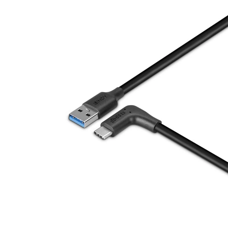 Lindy 1.5m USB 3.2 Type A to C Cable, 90° Right Angle, 10Gbps