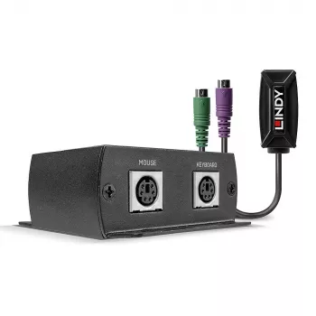 Lindy 100m PS/2 KM Cat.5e/6 Extender, Transmitter & receiver, Wired, 100 m, Cat5e, Cat6, Black, CE, FCC, RoHS & REACH, CP65