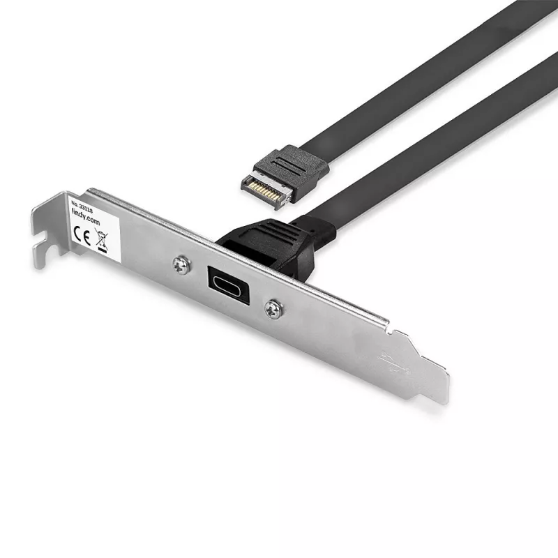 Lindy Single Port USB 3.1 Gen 2 Type C Back Plate, 0.45 m, USB A, Male, Male, 0 - 65 °C, 0 - 70 °C