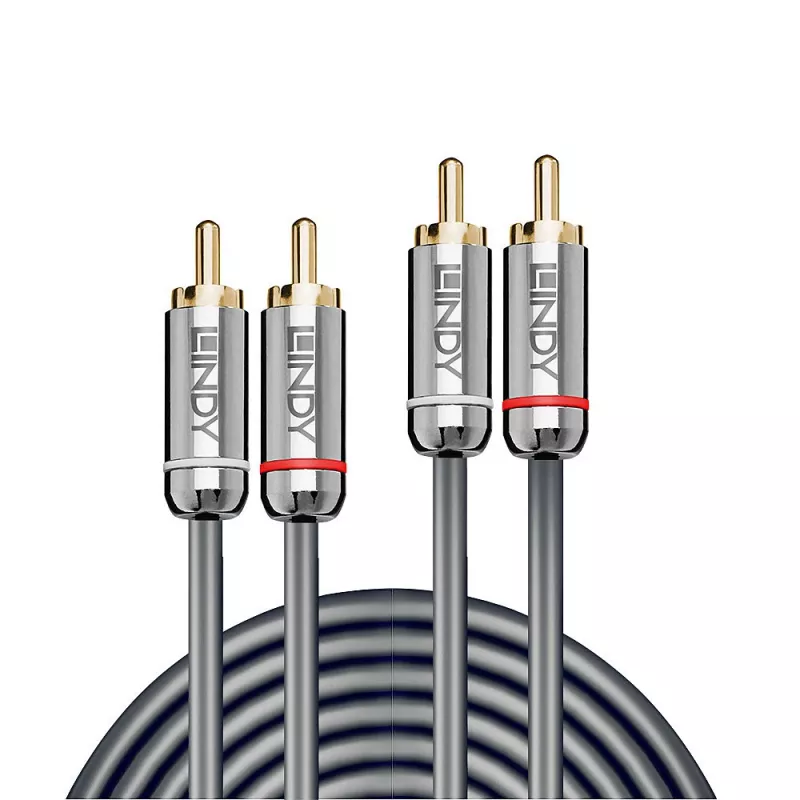 Lindy 0.5m Dual Phono Audio Cable, Cromo Line, 2 x RCA, Male, 2 x RCA, Male, 0.5 m, Anthracite