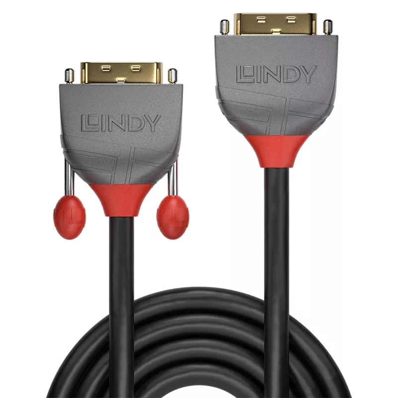 Lindy 2m DVI-D Dual Link Extension Cable, Anthra Line, 2 m, DVI-D, DVI-I, Male, Female, Black