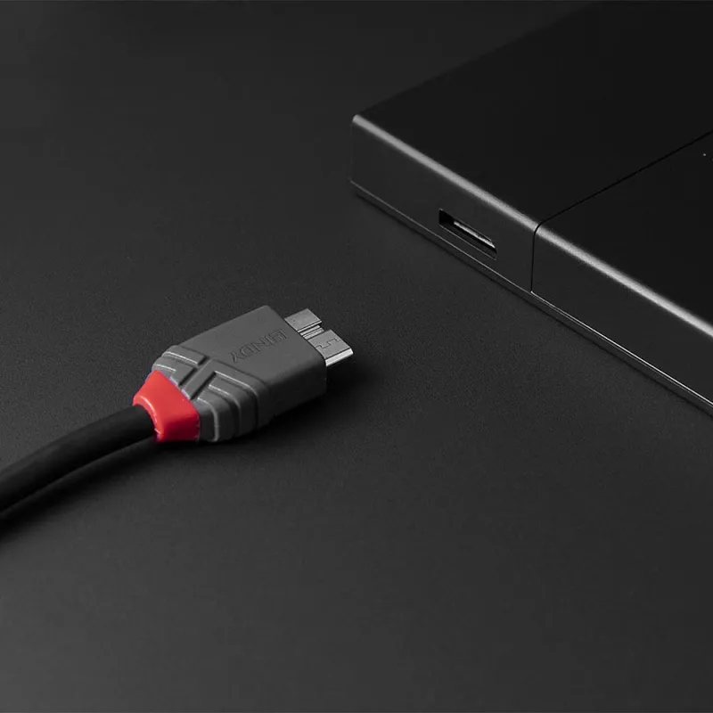 Lindy 1m USB 3.2 Type C to Micro-B Cable, Anthra Line, 1 m, USB C, Micro-USB B, USB 3.2 Gen 1 (3.1 Gen 1), Black