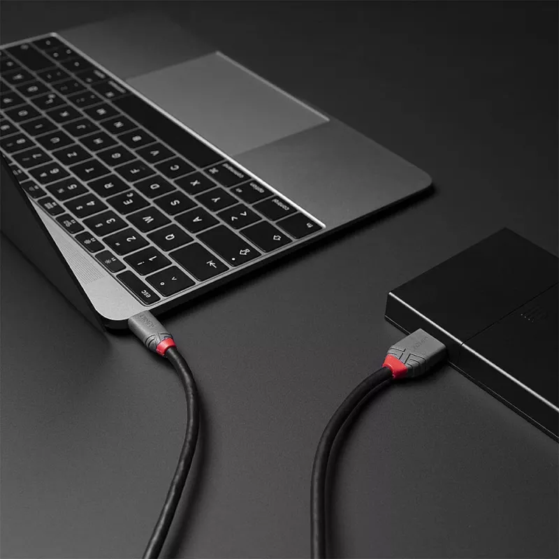 Lindy 1m USB 3.2 Type C to Micro-B Cable, Anthra Line, 1 m, USB C, Micro-USB B, USB 3.2 Gen 1 (3.1 Gen 1), Black