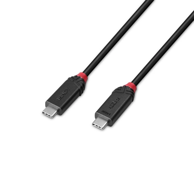 Lindy 2m USB4 240W Type C Cable, Black Line, 2 m, USB C, USB C, USB4 Gen 3x2, 40 Gbit/s, Black