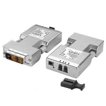 Lindy 1500m Fibre Optic DVI-D Single Link Extender, DVI, DVI-D, 1920 x 1200 pixels, Silver, 1500 m, 40 x 70 x 15 mm