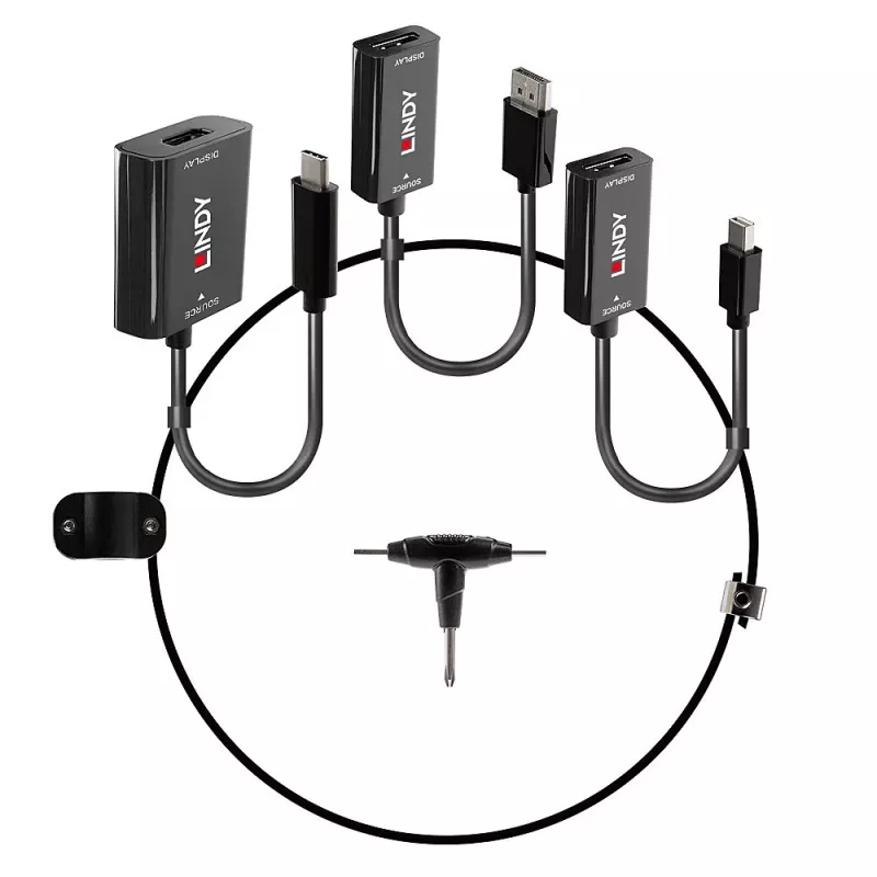Lindy USB Type C, mDP and DisplayPort to HDMI 18G Converter Tether