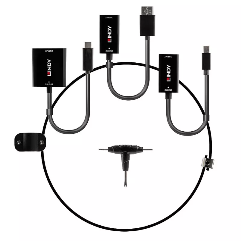Lindy USB Type C, mDP and DisplayPort to HDMI 18G Converter Tether