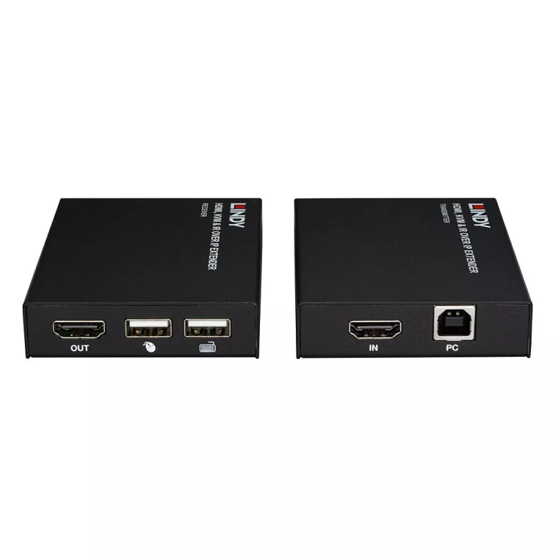 Lindy HDMI, KVM & IR over IP Extender, Transmitter & receiver, Wired, 150 m, Cat5e, Cat6, Black, Metal