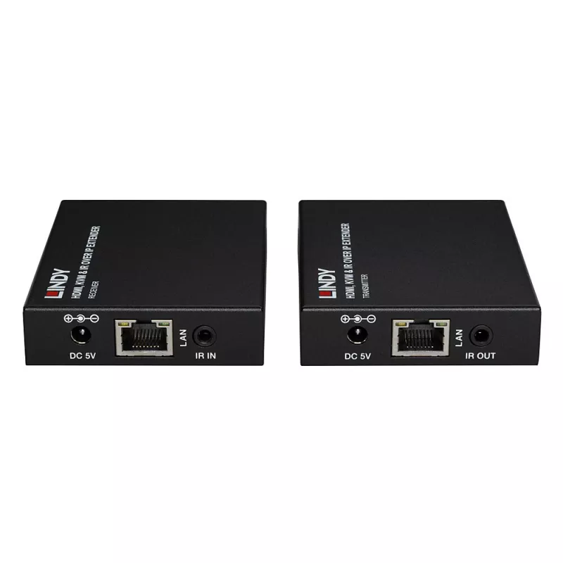 Lindy HDMI, KVM & IR over IP Extender, Transmitter & receiver, Wired, 150 m, Cat5e, Cat6, Black, Metal