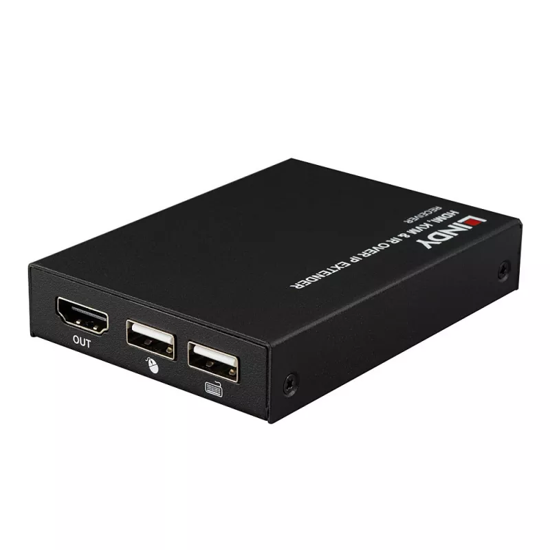 Lindy HDMI, KVM & IR over IP Extender, Receiver, Transmitter & receiver, Wired, 150 m, Cat5e, Cat6, Black, Metal