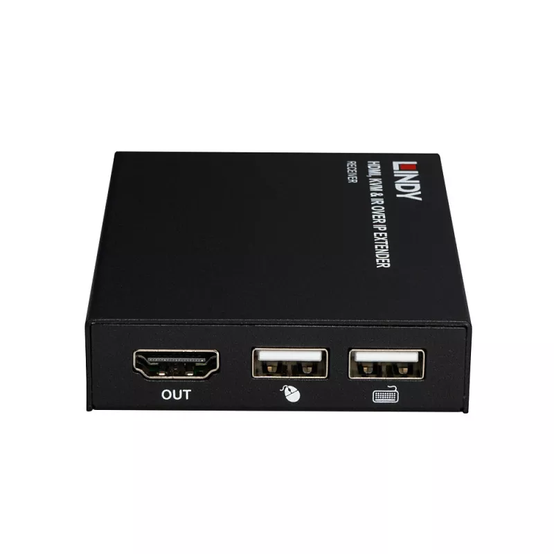 Lindy HDMI, KVM & IR over IP Extender, Receiver, Transmitter & receiver, Wired, 150 m, Cat5e, Cat6, Black, Metal