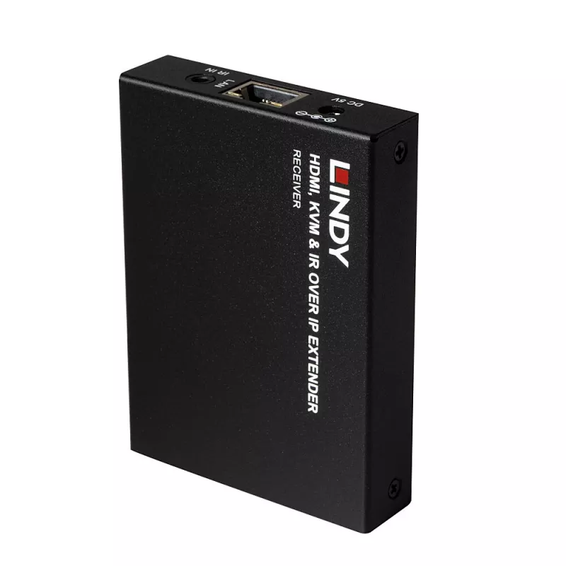Lindy HDMI, KVM & IR over IP Extender, Receiver, Transmitter & receiver, Wired, 150 m, Cat5e, Cat6, Black, Metal
