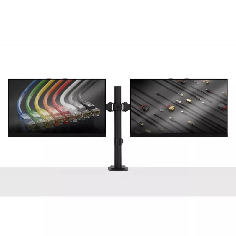 Lindy Dual Adjustable Display Mount, 8 kg, 33 cm (13 inch), 81.3 cm (32 inch), 75 x 75 mm, 100 x 100 mm, Black