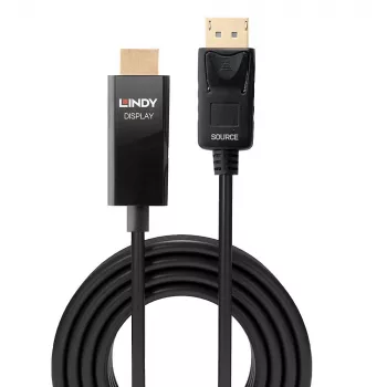 Lindy 3m Active DisplayPort to HDMI Cable with HDR, 3 m, DisplayPort, HDMI Type A (Standard), Male, Male, Straight