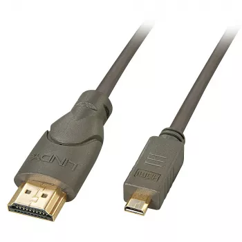 Lindy 0.5m High Speed Micro HDMI to HDMI Cable, 0.5 m, HDMI Type A (Standard), HDMI Type D (Micro), 3D, 10.2 Gbit/s, Black