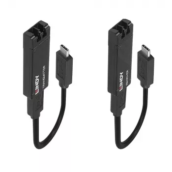 Lindy 100m Fibre Optic USB 3.2 Type C Extender, Network transmitter & receiver, 100 m, 10000 Mbit/s, Fiber, USB 3.2 Gen 1 (3.1 Gen 1) Type-C, Black