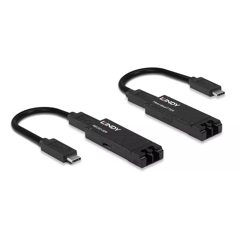 Lindy 100m Fibre Optic USB 3.2 Type C Extender, Network transmitter & receiver, 100 m, 10000 Mbit/s, Fiber, USB 3.2 Gen 1 (3.1 Gen 1) Type-C, Black