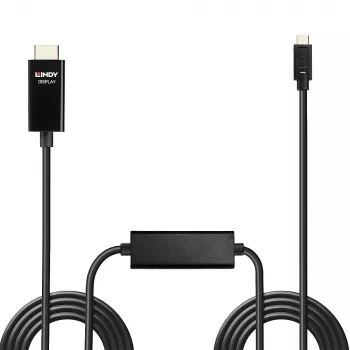 Lindy 10m USB Type C to HDMI 4K60 Adapter Cable with HDR, 10 m, USB Type-C, HDMI Type A (Standard), Male, Male, Straight